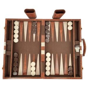 Extra Large Backgammon Game Set Brown White Checkers Leatherette Case Complete